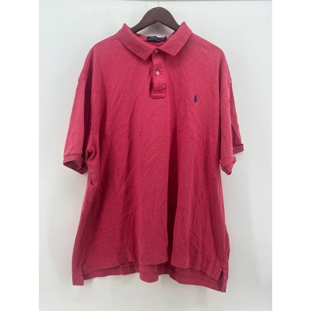 Polo Ralph Lauren Mens 3XB Raspberry Pink Heather Short Sleeve Jersey Polo Shirt